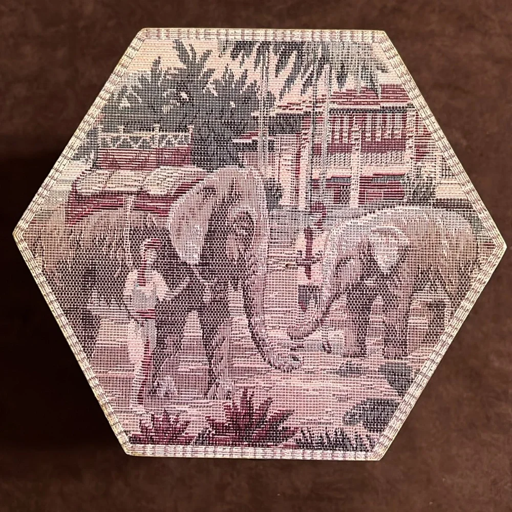 Hexagonal Safari Elephant Print Storage Box. African Indian Home Decor